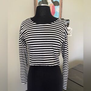 Forever 21 S Striped Long Sleeve Crop Top